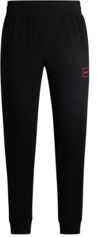 Hugo Pantalon Laze Pants CW pour Homme en Coton Stretch avec Bords de Jambes et Logo encadré, Open Green, M