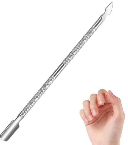 FOMGIIN Nagelhautschieber, 2 in 1 Edelstahl Profi Nagelschieber Spatel Pusher, Nagelhaut Remover, Nagelhautschäler Doppelkopf Nagelschaber, Metallspatel Cuticle Pusher für Maniküre, Pediküre