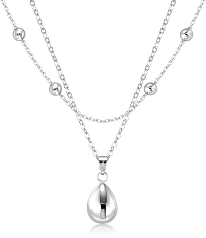 ALEXCRAFT 14K Vergoldete Halskette Doppel Layered Silber Ketten für Damen