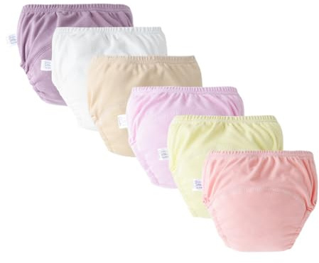 Hixingo Algodón Bragas de Aprendizaje, 6 Piezas de Pañales de Tela Calzones de Entrenamiento Reutilizables, Pañal de Aprendizaje para 1-6 Años Niños/Niñas (Estilo 1,L)