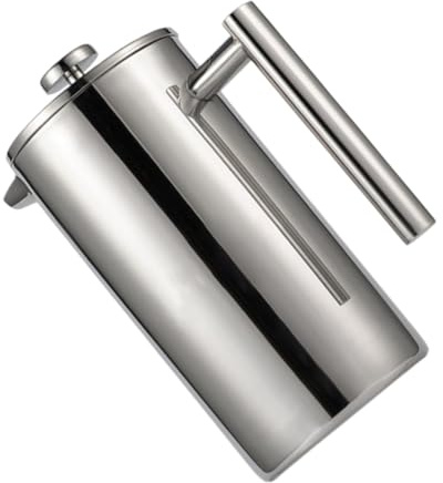 STOBAZA Cafetière à Piston Inox Double Paroi Théière Infuseur Multifonction Pot à Filtre pour Café et Thé Usage Domestique et Voyage