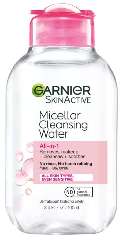 Garnier Micellar rengöringsvatten, allt-i-1 sminkborttagare och ansiktsrengöring, för alla hudtyper, 3,4 Fl Oz (100 mL), 1 antal (förpackningen kan variera)