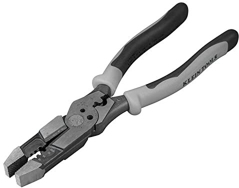 Klein Tools J215-8CR Alicates multiherramienta, herramienta híbrida multipropósito/crimpadora, pelacables, cizalla de pernos, agarre de alambre, torsión, bucle, gris/negro