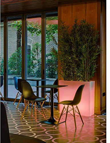 Moovere Blumentopf, rechteckig, mit Licht, 80 cm, Höhe, beleuchtet, transparent, Kabel oder wiederaufladbarer Akku, für Außen/Innen, Design, für Pflanzen und Blumen, 80 x 32 x 80 cm (Stromkabel)