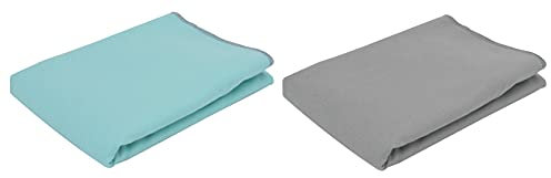 MIJOMA 2er Set Yoga-Handtuch Fitnesshandtuch Microfaser saugfähig Ultraleicht antibakteriell schnelltrocknen für Fitness Yoga Pilates Reise Trekking, 70x40cm, mintgrün grau