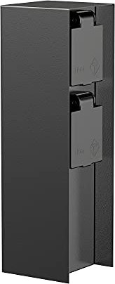 ledscom.de Presa da giardino a colonna POMI per esterni, IP44, a 2 vie, acciaio inox, nero, quadrata, 23 cm