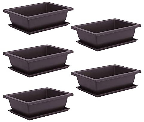 Liummrcy Bonsai Topf, quadratische Plastikpflanztöpfe mit quadratischen Tabletts für Blume Succulent, 10 stücke, 12 x 16 x 6 cm, für Outdoor, Modern, Poliert, mit Untertasse
