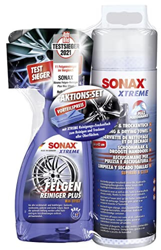 SONAX Aktionsset Xtreme FelgenReiniger Plus (500 ml) + Xtreme Reinigungs +Trockentuch (1 Stück) für perfekt gepflegte Felgen | Art-Nr. 02305410