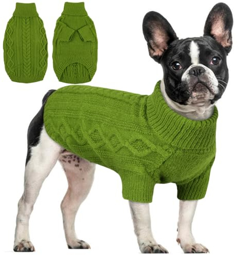 Hjumarayan hundtröja – varma hundtröjor enkel & elegant hundtröja små hundar med ben vacker hundtröja med sele öppning hundtröja för chihuahua (grön M)