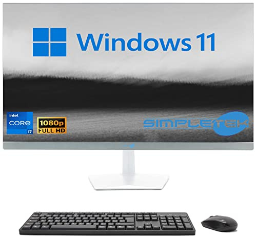 SIMPLETEK - PC All in One 24 FHD Core i7 Up to 3.60GHz Windows 11 | 8GB RAM SSD 120GB | Integrated Webcam HDMI - Mouse and Keyboard included