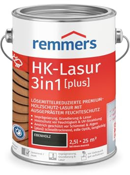 Remmers HK-Lasur 3in1 [plus] ebenholz, matt, 2,5 Liter, Lösemittelreduzierte Premium-Holzschutz-Lasur für außen, 3in1, schnelltrocknend, langlebig