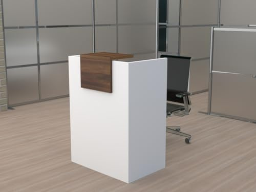 OFICIT MOSTRADOR de Recepción y Oficina. Fácil Montaje. 80X105X50CM con Cierres Laterales y embellecedor Color Nogal. Fabricado en España. Envío a Toda la península.