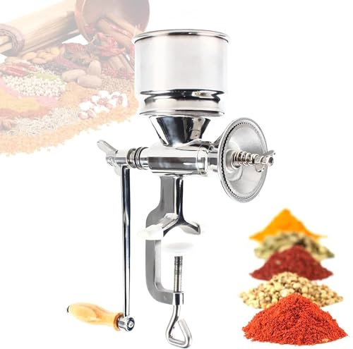 Umiup Manuelle Getreidemühle Edelstahl Getreidemühle Professionelle Manuelle Getreidemühle Kaffeemühle Handkurbel Manuelles Grobmahlwerkzeug für Reis, Gewürze, Pfeffer und Maisbohnen