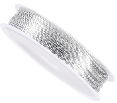 CoCud Alambre de Cobre, Calibre 26, Diámetro de 0.4mm, Longitud de 9m, Alambre de Cobre inoxible Plateado - (Aplicaciones: para Manualidades DIY)