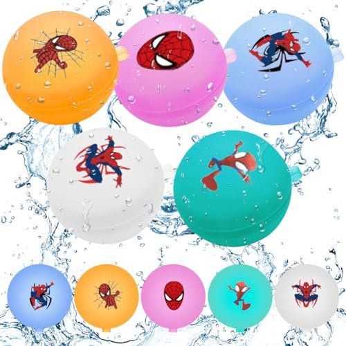 Wasserbomben Wiederverwendbar, 10 Stück Wasserballons Wiederverwendbar Silikon Wasserbomben, Wasserballons Selbstschließend Erwachsene Splash Ball Kinder für Wasserpark Party Pool C