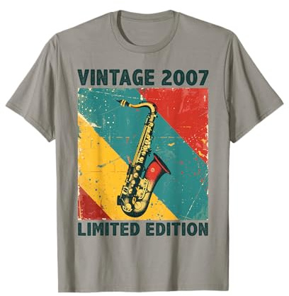 19 Years Old Gift Vintage 2007 Saxophone Lover 19th Birthday T-Shirt