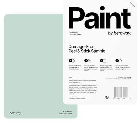 Hemway Light Sea Green Peel & Stick Sample Chalk Paint | A5 Accurate Colour Swatch, Mess-Free Alternative to Paint Tester Pots, Easy To Use, Eco-friendly, for Interior Furniture & Walls