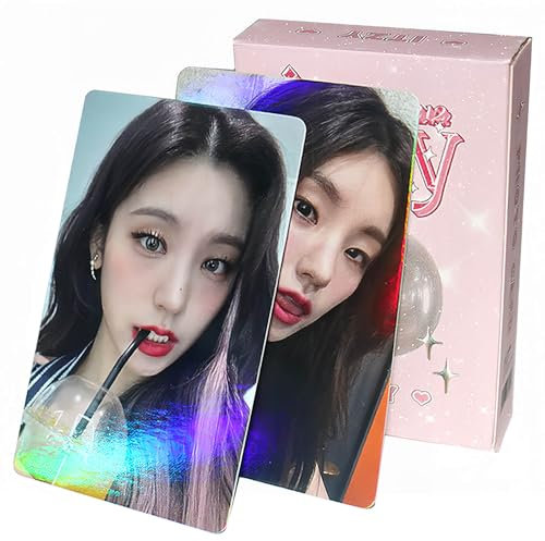 PYAJUU KPOP ITZY Laser Photocards 50PCS ITZY Holo Effect Lomo Cards KPOP Postcard for Fans Daughter ITZY Merch Itzy Album Photocards