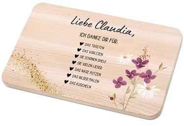 Bärenfreunde - Individuelles Holzbrett mit hochwertigem Spezial-Druck für Erzieherin - Personalisiertes Frühstücksbrettchen - Motiv-Brettchen mit Namen für Abschied Kindergarten (Erzieherin)