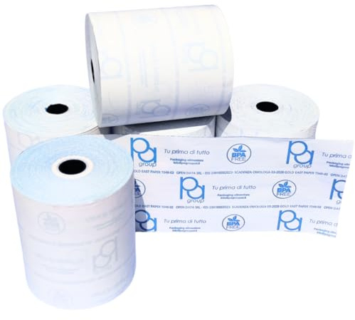 PA GROUP Rotoli Termici 80mm x 80mt con Anima 12mm per Registratore di Cassa Fiscale e Terminali Scommesse, Omologati, Made in Italy, Carta Termica per Stampante 80x80x12, Senza BPA, Cf 5 Rotoli