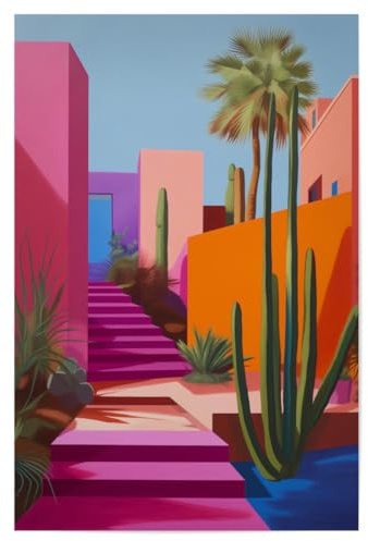 artboxONE Poster 150x100 cm Architektur Palm Springs Pop - Bild Palm Springs Bungalow Haus Kaktus