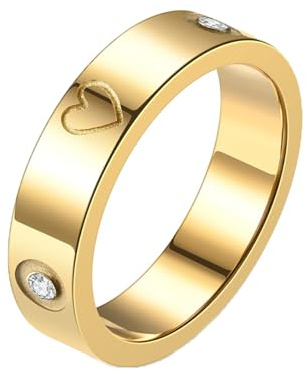 MAGIIE Anello Donna Zircone Anelli Nuziale 18k Oro Anelli in Acciaio Inossidabile per Donna Ragazze (Oro, 14)