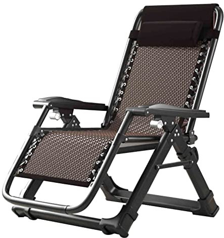 Liegender Loungesessel, klappbare Rattan-Sonnenliege für die Mittagspause, Liegestuhl auf dem Balkon zu Hause, mit verstellbarer Rückenlehne, Sonnenliege, tragbarer Schwerelosigkeitsstuhl aus Alu