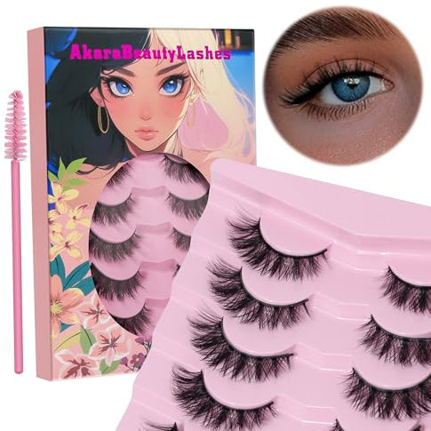 AKARA Ciglia Finte Naturali 7 Paia 3D Ciglia Finte False Eyelashes Visone Artificiale (3D-BN10)