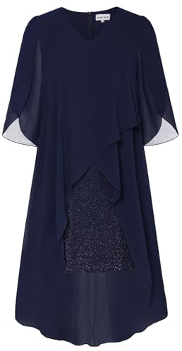 Hanna Nikole Damen Kurze Ballkleider Slim Fit Bleistift Kleider für Hochzeit Dunkelblau M
