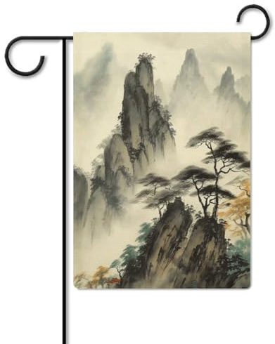 Drapeaux de cour, peinture de paysage chinois, drapeaux festifs, drapeaux de jardin pour l'extérieur, drapeaux de jardin de vacances, joli drapeau de ferme de campagne