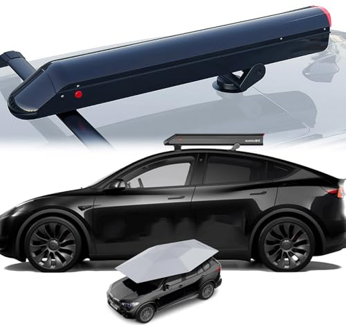 QFGain Universal Fully Automatic Car Tent Movable Carport, 3.8 M Folded Auto Protection Car Umbrella, Remote Control Sunproof Car Canopy Cover,SilverB