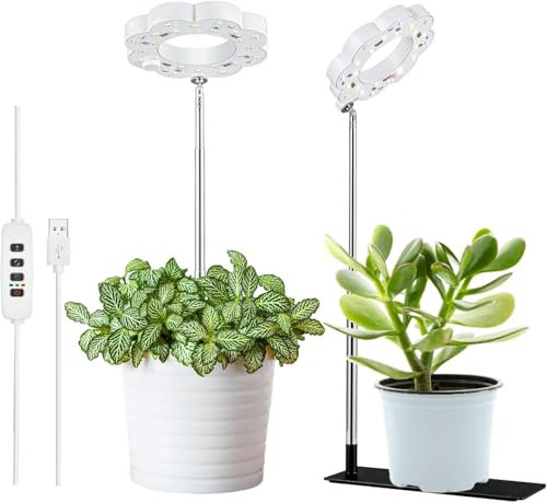 FANHAO Grow Lights for Indoor Plants, Full Spectrum LED Plant Light with Detachable Stand, Plant Light with Auto On & Off Timer 3/9/12H,3 Light Modes, 10 Dimmable Levels for Small Plants