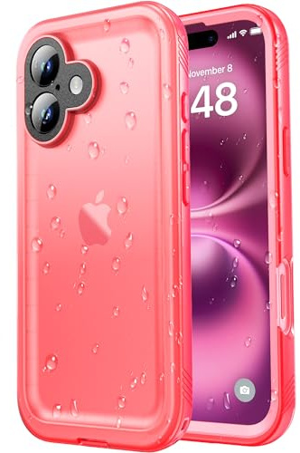 SPORTLINK Cover per iPhone 16 Impermeabile 360 Gradi Antiurto, Rosa | Militare Protettiva Rugged Resistente Custodia Antipolvere Subacquea IP68 Waterproof, Fotocamera/Schermo Doppia Protezione