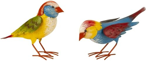 Geschenkestadl 2 Stück Vogelfiguren Metall 15cm/20cm Gartenfigur Gartendekoration Dekoration Haus Garten