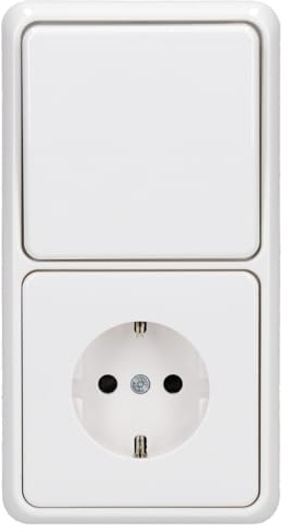 JUNG Serie CD Wechselschalter + SCHUKO Steckdose Safety Set Alpinweiß | mit CD590WW Wippe, 506U Wippschalter Universal, CD1520KIWW Steckdose m. Berührungsschutz, CD582WW Rahmen 2-fach