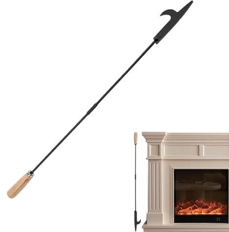 Feuerpoker, Feuerpoker für Feuerstelle im Freien, Lagerfeuerpoker für Feuerstelle, 33-Zoll-Kaminschürhaken mit Holzgriff, langer Lagerfeuerschürhaken, Feuerstellenwerkzeuge für den Innen- und Außenber
