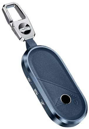 ontto Metall Autoschlüssel Hülle Schlüsselhülle Schlüsselgehäuse Schutzhülle Passt für BMW Mini Cooper Countryman One F65 F66 F67 Covertible J01 J03 J05 Aceman 2023-2025 Schlüsselanhänger-Blau