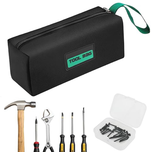 THXFUNAREA 1 Stück werkzeugtasche klein Kleine Tragbare Werkzeugtasche Wasserdicht Reißverschluss Aufbewahrungstasche Mehrzweck Verschleißfest Segeltuch Tool Bag(Schwarz&Grün)