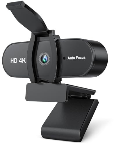 OFFCUP 4K Webcam PC con Microfono Cancellazione del Rumore, Web Cam Full HD 1080p USB Web Camera Streaming Videocamera Plug & Play PC Laptop Desktop per Videochiamate Conferenza e Studio