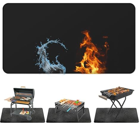 Feuerfeste Unterlage Kamin Matte Hitzeschutzmatte 105 x 51 cm Grillmatte Bodenschutz für Holzofen Feuerhemmende 1800°F Hitzeschutzmatte, Unterlage Grillteppich für Gasgrill Holzkohlegrill