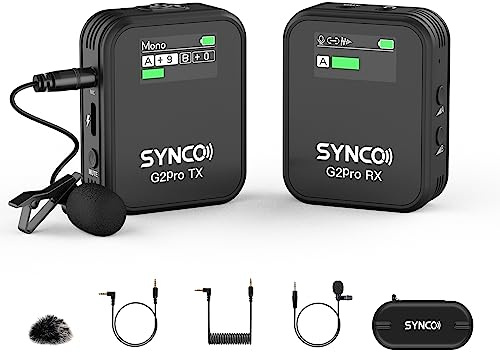 SYNCO G2A1 MAX Wireless Lavalier Microphone, 2TX+1RX, 8GB Recording