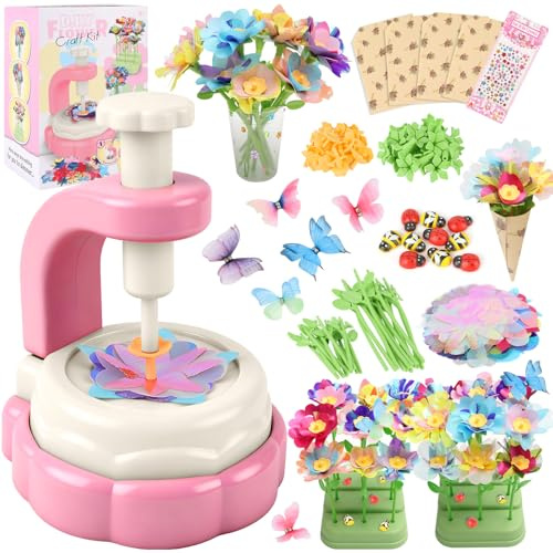 Herenear Activité Manuelle Enfant, Kit Création Bouquet de Fleurs DIY, Création de Fleurs Manuelle Fille 4 5 6 7 8 9 10 Ans, Idée Cadeau Anniversaire Les Cadeaux de Noël Fill pour Enfant 3 Ans+