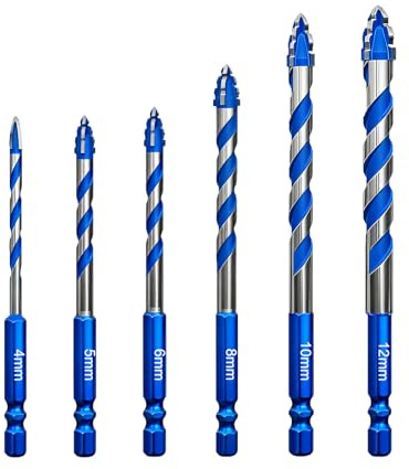 HQYQDIDY Fliesenbohrer Set 6 tlg 4-12mm, Glasbohrer Set, power bit bohrer, Fliesenbohrer für Fliesen, Keramik, Mauerwerk, Glas, Kunststoff, Holz, Porzellan