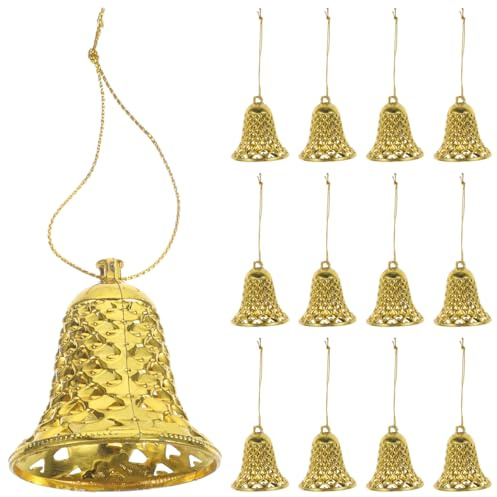 VICASKY Christmas Bell Garland Lightweight 12 Bells Rustic Vintage Plastic Tree Hanging Ornaments Window Garland-Rustic and Safe Holiday Decorations for Wall More Adding Festive Cheer to Your Home