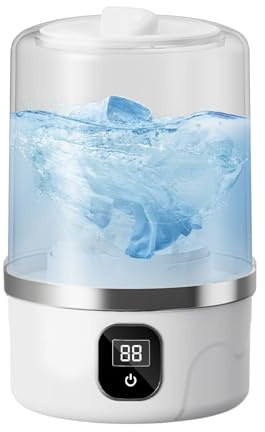 Mini Machine à Laver, Portable Machine À Laver Sans Fil, Wireless Portable Laundry Cup, 3000mAh Battery, étanche, Outil De Nettoyage Automatique Pour Sous-Vêtements Chaussettes (Blanc)