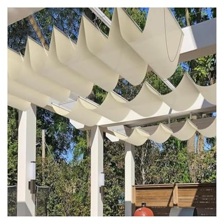 Tenda avvolgibile a forma di U e vela ombreggiante, 1,1 m x 11 m, resistente alle intemperie, per esterni, per pergole, terrazze, giardini e aree gioco, protezione solare versatile