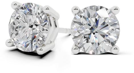 Belacqua 1/3 Carat Round Lab Grown Diamond Stud Earrings in Sterling Silver, Push Back, G+ Color, SI Clarity, Prong Set, Fine Jewelry for Women, Gift Box Included