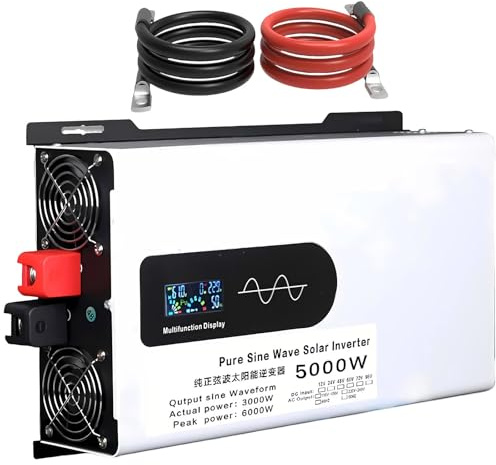 Lissontine Inverter a Onda Sinusoidale Pura Aggiornato 2025, Convertitore di Potenza 12 V/24 V/48 V/60 V/72 V CC in CA 240 V con Display LED, Ventole Intelligenti per Auto, Camper 24V-5000W