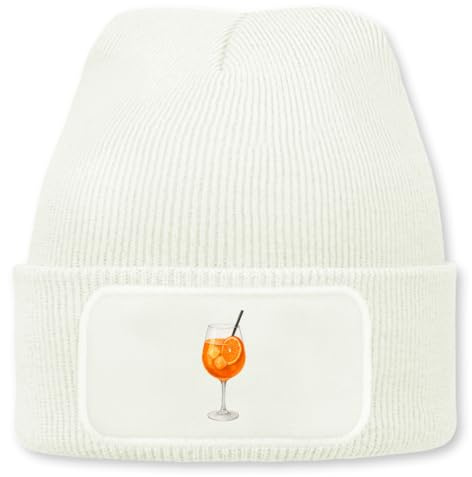 Prozente Momente Spritz Glas – lustige Wintermütze personalisiert | Beanie für Damen & Herren, Unisex, Strickmütze mit Patch & Druck, perfekt für Après-Ski, Weihnachtsmarkt & Fasching