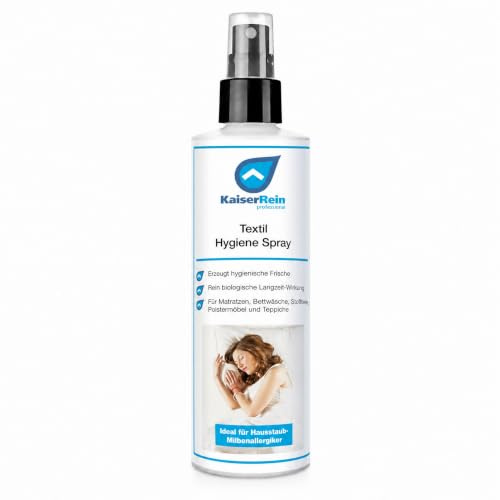KaiserRein Milbenspray für Matratzen, Textilerfrischer Spray für Bettwäsche, Stofftiere, Polstermöbel & Teppiche, biologische Langzeitwirkung bis zu 3 Monate, geruchsneutralisierendes Spray, 250 ml